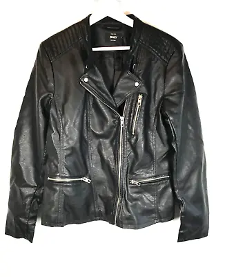 Buy Faux Leather Biker Jacket New Ladies Size UK 12 Black • 19.99£