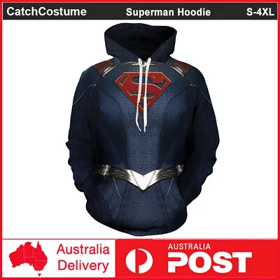 Buy Superman Hoodie Jumper Superhero 3D Printed Cosplay Jacket Hooded Sweatshirt • 21.48£