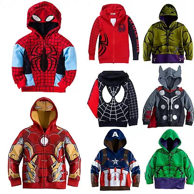 Buy Kids Boy Spiderman Hoodie Hooded Jacket Coat Superhero Zip Up Sweatshirt Outwear • 10.06£