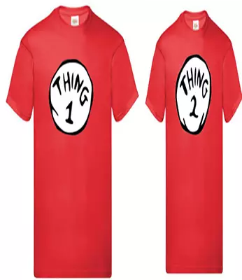 Buy Kids Women Men Thing 1 And Thing 2 T-Shirts World Book Day Tee Top • 7.49£