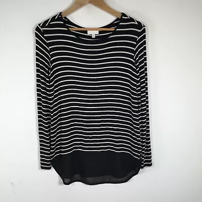 Buy Witchery Womens T Shirt Top Size 2XS Black Striped Long Sleeve Viscose 40.0024 • 9.97£