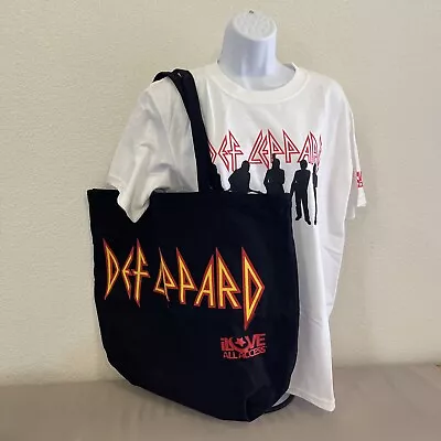 Buy Def Leppard Concert Merch Large Canvas Black Tote & Medium White T Shirt NWOT • 33.07£