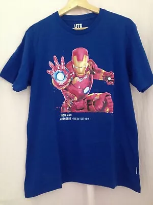 Buy Uniqlo Iron Man Avengers, Age Of Ultron, Cobalt Blue Unisex T Shirt, Size M • 5.50£