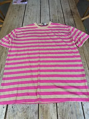 Buy Hugely Oversized ASOS Pink & Beige Striped T SHIRT Mini DRESS, UK 8 • 4.99£