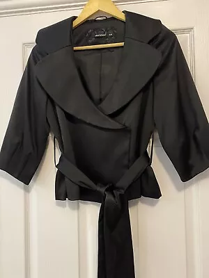 Buy Ladies  Beautiful Black Satin Jacket,size 8, Going Out/party • 8.99£