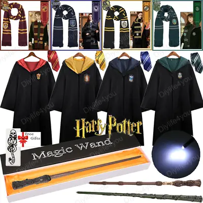 Buy Harry Potter Robe Cloak Tie Scarf Costume Gryffindor Slytherin Magicwand Cosplay • 8.59£