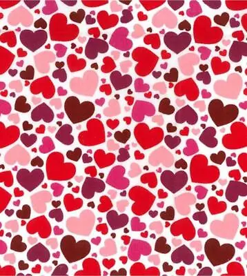 Buy Printed Polycotton Craft Fabric Material - LOVE HEARTS • 2.49£