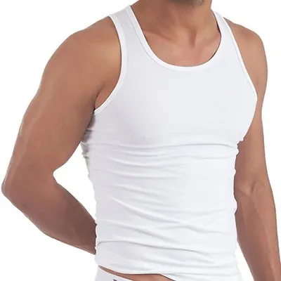 Buy 6 X Mens White Vests Fitted 100% Cotton Gym Training Tank Top T Shirt New Tops • 10.22£