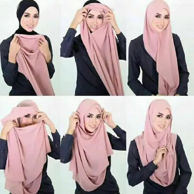 Buy Instant Double Loop Chiffon Style Scarf/Hijab Shawl/Wrap 24 Colors • 7.19£