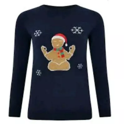 Buy Monsoon Gingerbread Christmas Jumper Navy Size UK Small Eco Friendly Brand New • 33£