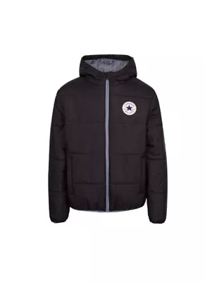 Buy Converse Wordmark Quilted Jacket Black Size Boy’s Medium • 18.15£