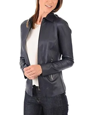 Buy Captain Cory Womens Bluish Bomber Lambskin Genuine Leather Jacket • 65.24£