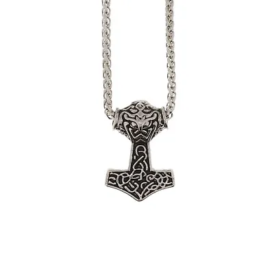 Buy Alternative Jewellery Antique Silver Viking Thor's Hammer Chain Necklace • 12.69£