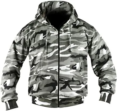 Buy Urban Hoodie Full Zip Camo Adults Fleece Military Army Urban Biker Warm Jacket • 21.99£