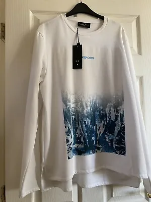 Buy Men’s Size M New With Tags White Blue City Decal Sweatshirt Damned Delux • 3£