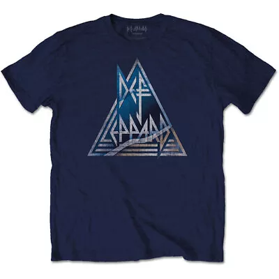 Buy Def Leppard Triangle Logo Navy T-Shirt NEW OFFICIAL • 15.19£