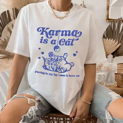 Buy Comfort Colors® Karma Is A Cat E.ras T-Shirt, E.ras Cat Shirt, Swiftie Merch Tee • 12.54£