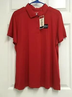 Buy WELLS FARGO Bank Women Red Short Sleeve Golf Polo Shirt XXL Clique NEW TAG • 9.64£