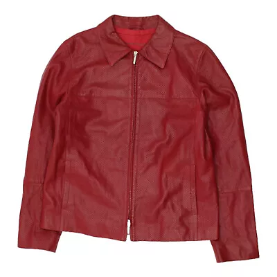Buy Marella Sport Womens Red Leather Biker Jacket | Vintage High End Designer VTG • 50£