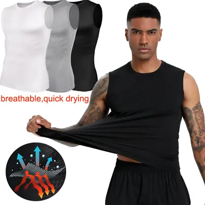 Buy Quick Dry Mens Athletic Compression Vest T-Shirts Sleeveless Tank Top Sport Gym • 12.79£