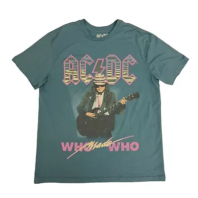 Buy AC/DC T-Shirt Who Made Who Green Mens L Cotton Short Sleeve Rock Music Band • 15.99£