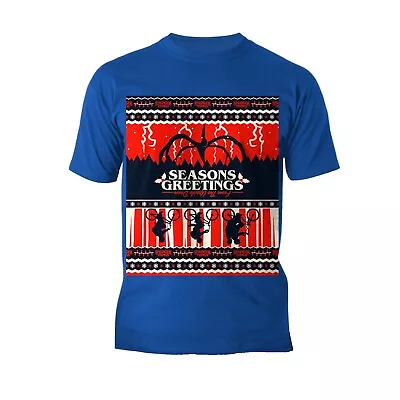 Buy Stranger Things Xmas Mind Flayer Upside Down Official Men's T-Shirt • 22.99£