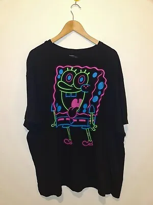 Buy Nickolodeon Sponge Bob Square Pants Graphic Neon Print T-Shirt Size XXL • 14.99£