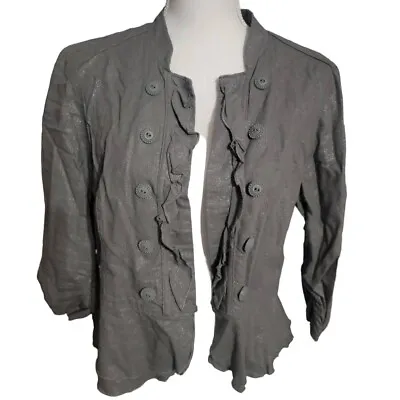 Buy Vanity Women's Grey Metallic Shimmer Jacket Size XL Linen Blend • 18.94£