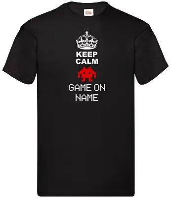 Buy Keep Calm Space Invader GAME On (NAME) Option  T-shirt Personalised • 20£