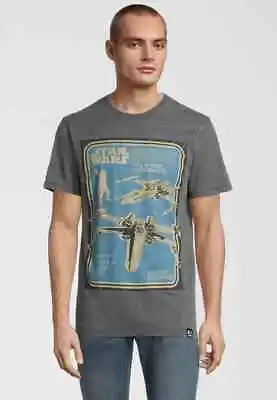 Buy Star Wars X Wing Assembled Mens Charcoal Burnout T-Shirt By Recovered Brand New • 20£