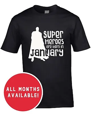 Buy Superhero Born In Men's T-Shirt Birthday Any Month Hero Dad Funny Comic Gift • 10.99£