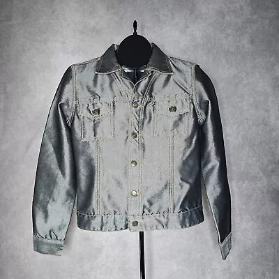 Buy Metallic Shimmer Denim Jacket Jeanology Collection Womens Size ? M ? Vintage • 33.07£