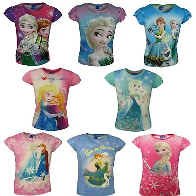 Buy Girls Disney Frozen Anna & Elsa Short Sleeve T-Shirt 3-8 Years • 4.99£