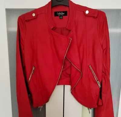 Buy Coffee Shop New York Faux Leather Red Jacket 6-8 • 22£