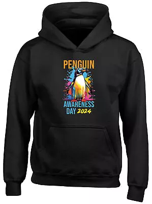 Buy Penguin Kids Hoodie Awareness Day 2024 Wildlife Boys Girls Gift Top • 13.99£