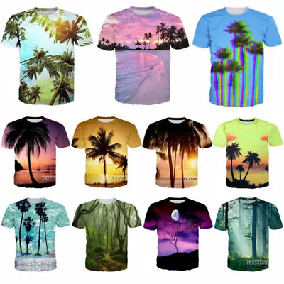 Buy New Women Men Coconut Palm Tree Beach Print Casual 3D T-Shirt Short Sleeve Tee • 9.59£