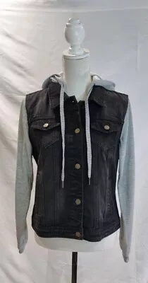 Buy Women's Hooded Denim Outerwear Long Sleeve Jeans Jacket Black/Blue/Brown- Size M • 22.99£