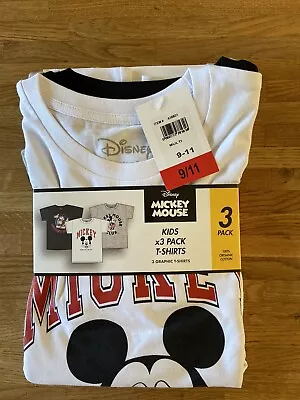 Buy 3pk Mickey Mouse T Shirt Age 9/11 • 8.99£
