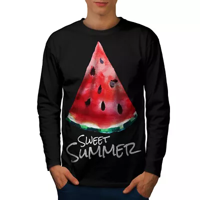Buy Wellcoda Sweet Summer Bite Mens Long Sleeve T-shirt, Watermelon Graphic Design • 17.99£