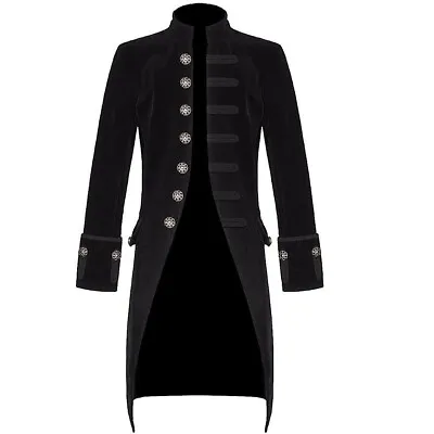 Buy Mens Steampunk Vintage Tailcoat Jacket Velvet Gothic Victorian Black Frock Coat • 52.99£