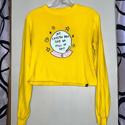 Buy JV Jac Vanek Yellow Crop Crystal Ball Shirt Size Small • 15.16£