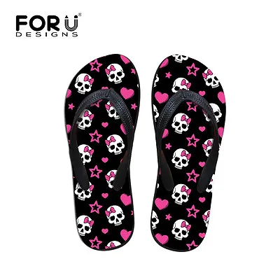 Buy Women Flip Flops Cool Skull Beach Slippers Casual Girl Soft Sandals Female Shoes • 20.40£