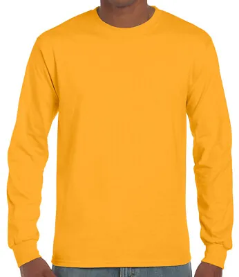 Buy Gildan Mens Ultra Cotton Adult Long Sleeve T-Shirt Classic Fit Rib Cuffs Tee TOP • 9.17£