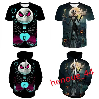 Buy Unisex 3D The Nightmare Before Christmas T-shirt Hoodies Sweatshirt Xmas Gift UK • 19.19£