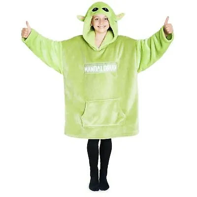 Buy The Mandalorian Boys Oversized Blanket Hoodie, Baby Yoda Fleece Wearable Green B • 23.99£