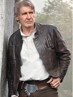 Buy Star Wars Harrison Ford Han Solo The Force Awakens Distressed Leather Jacket • 102.39£