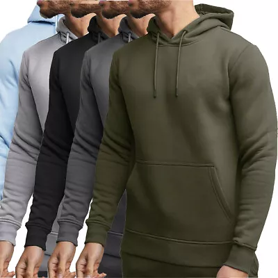 Buy Mens Pullover Hoodie Hooded Sweatshirt Fleece Top Plain Hoody Jumper S - 5XL • 14.99£