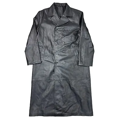 Buy Vintage Leather Matrix Coat Jacket Long Genuine Retro Y2K 90s Black Mens 2XL • 59.99£