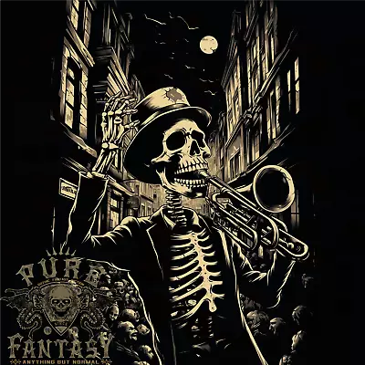 Buy Day Of The Dead Skeleton Trumpet DOTD Skull Mens T-Shirt 100% Cotton • 10.75£