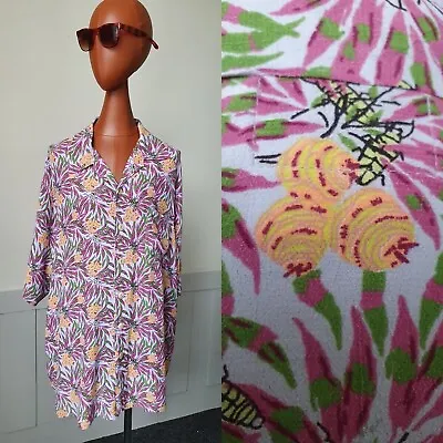 Buy Jeanne Engethart Blouse Size XL Multi Vintage 80s Insect Hive Camp Collar XT80 • 12£